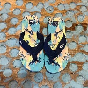 Quiksilver Kids' Tropical Blue and Yellow Sandals